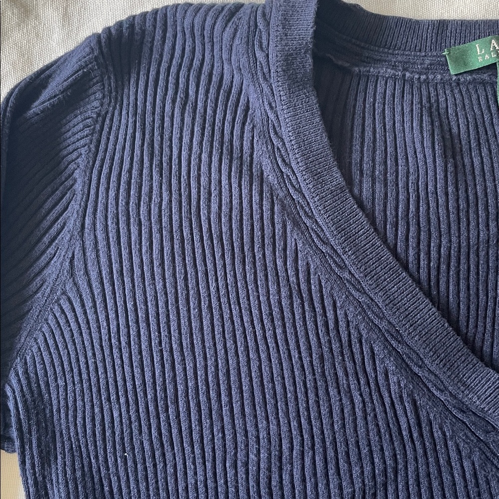 Blue Ribbed 3/4 Sleeve Top - Picture 2 of 5
